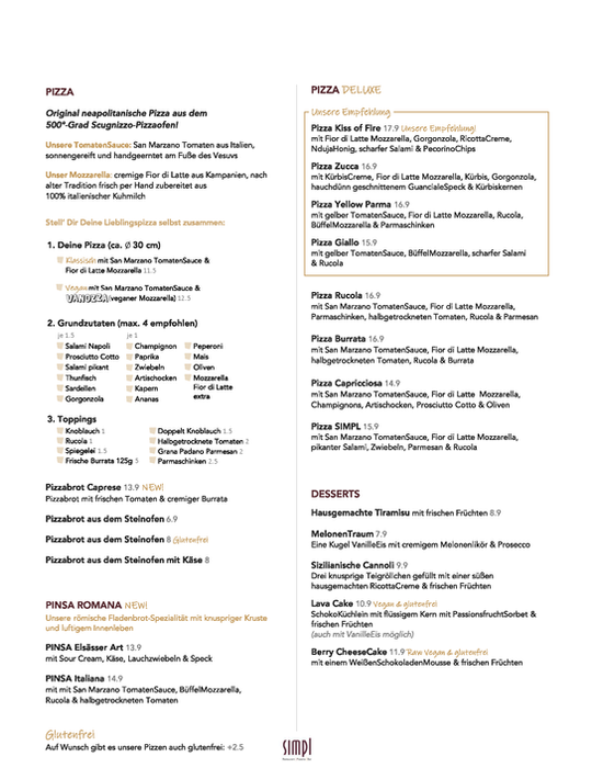 Winter Karte - Simpl Restaurant Auerbach