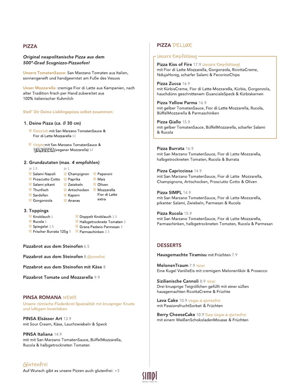 Winter Karte - Simpl Restaurant Auerbach