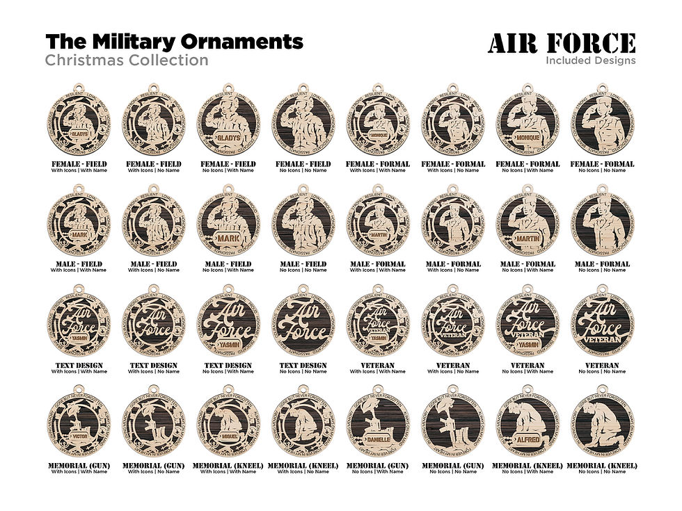 Thumbnail: Military Ornaments (Army, Navy, Air Force, Marines, Coast Guard and Memorial))