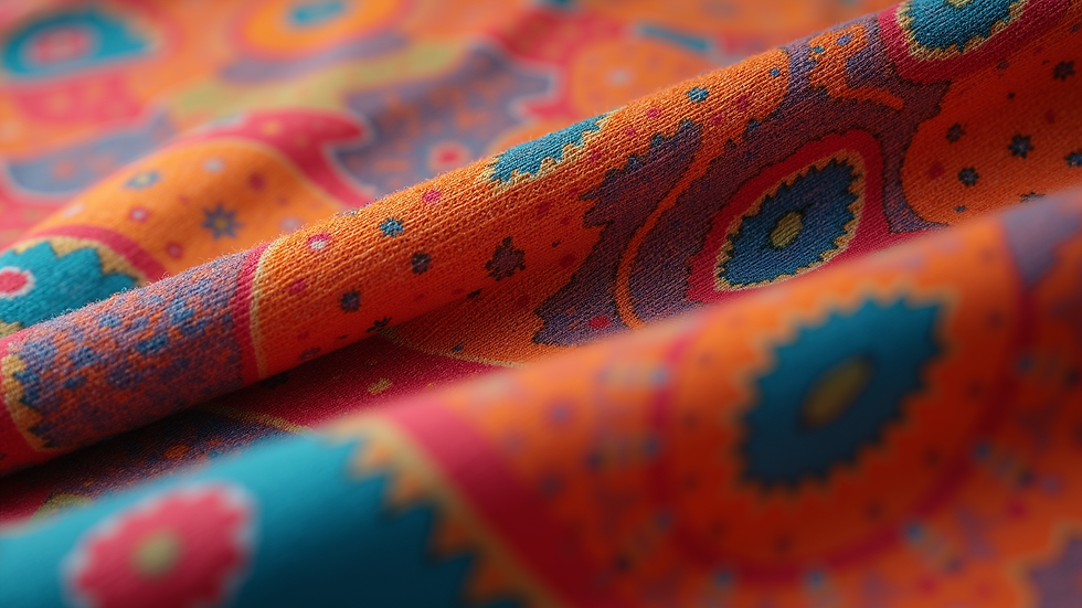 Close-up view of traditional Bandhani fabric with vibrant colors