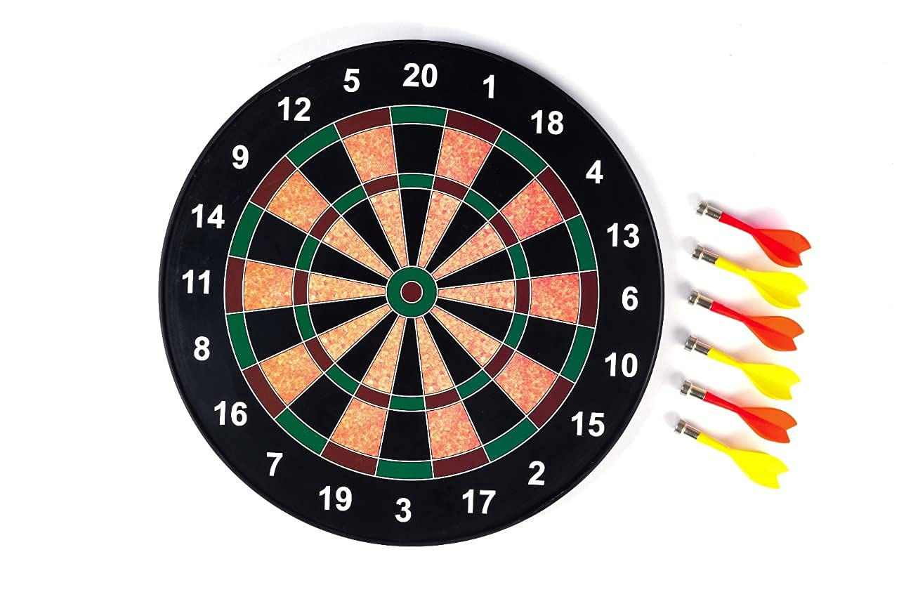 Indoor and Outdoor Magnetic Score Dartboard Kit with 6 Soft Darts (17 Inch, Mult