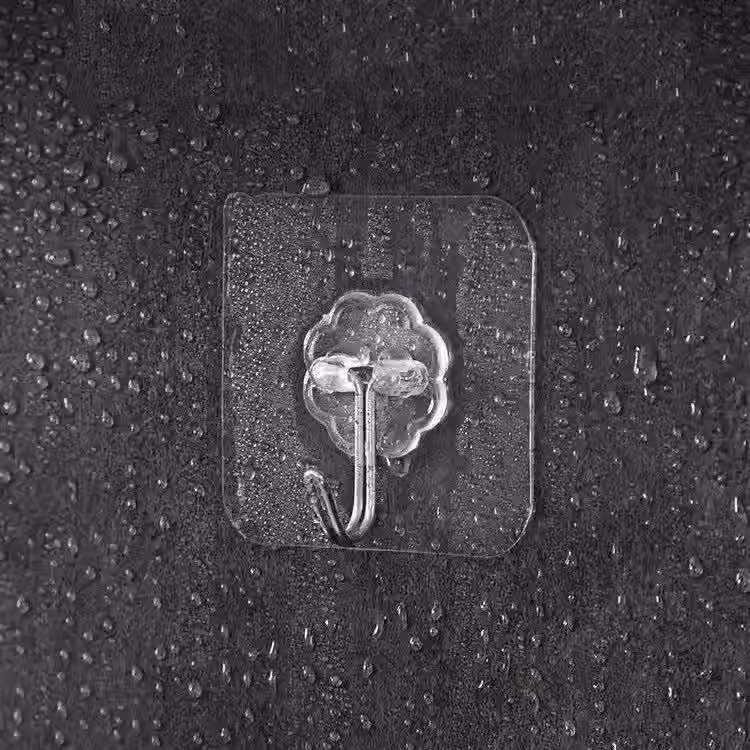 Clear plastic wall hook for bathroom tiles