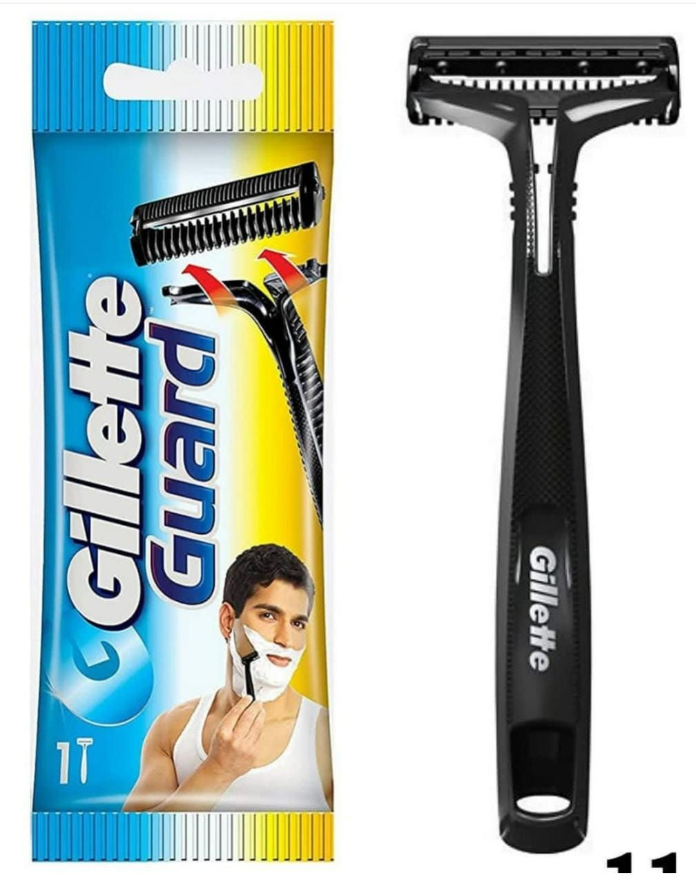 Gillette Guard single-blade razor combo with elastomer grip for smooth shaving