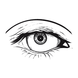 tired looking eye in black line transpar