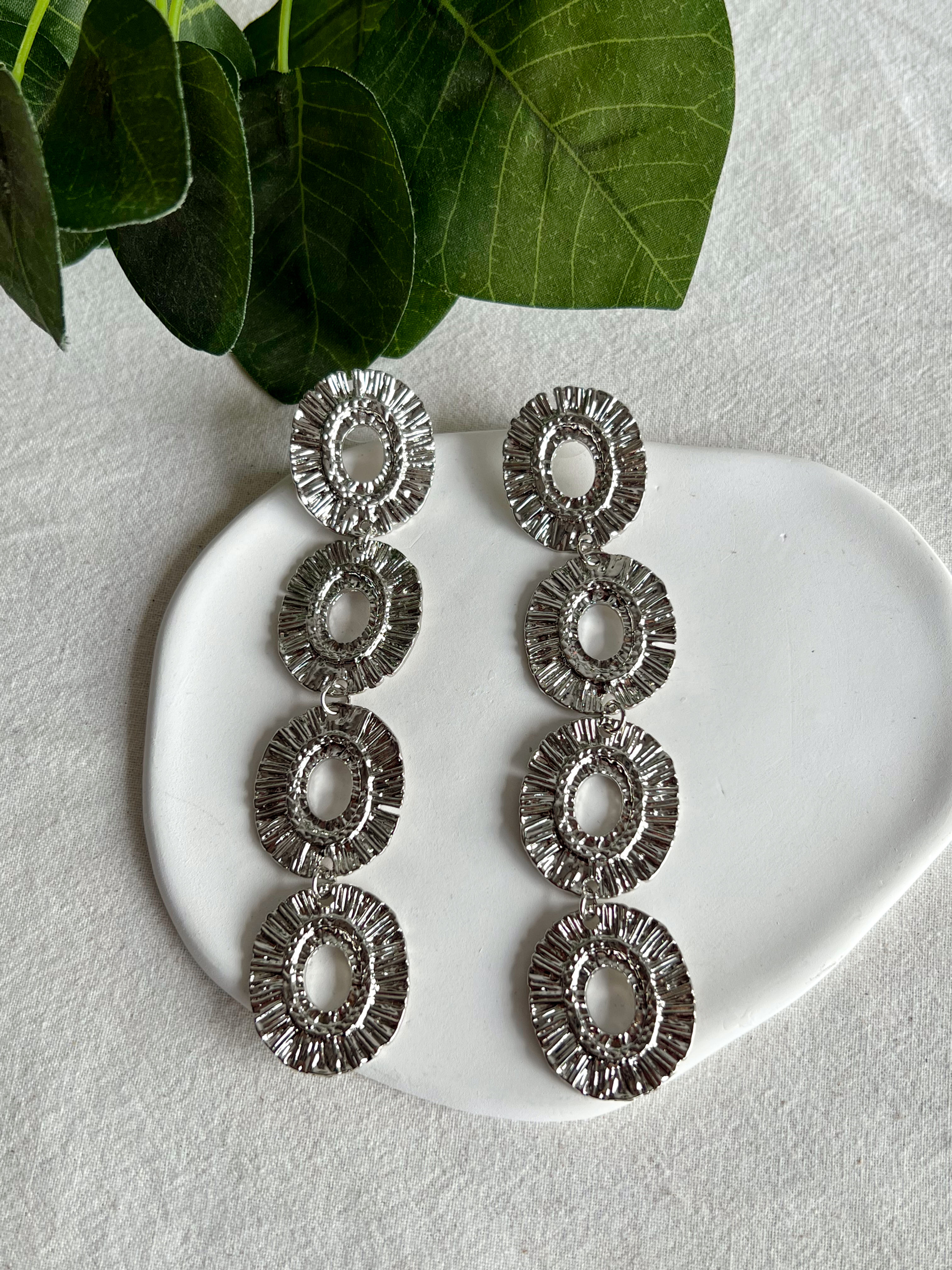 Aros ovalos flecos XL silver