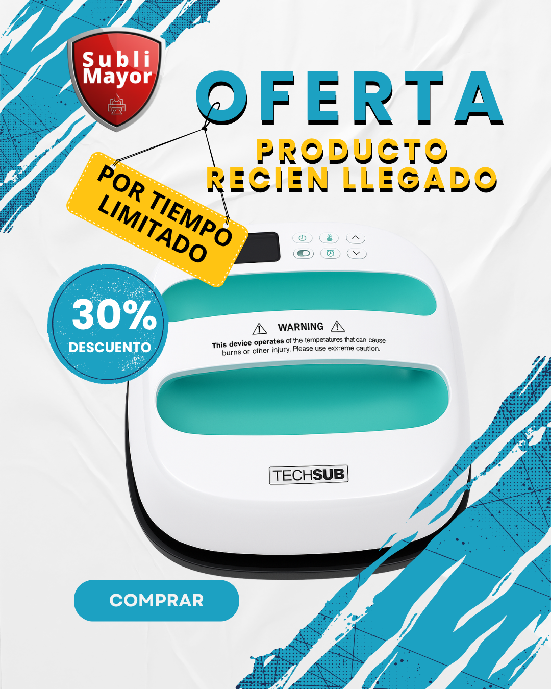 PRENSA TERMICA PORTATIL MARCA TECHSUB