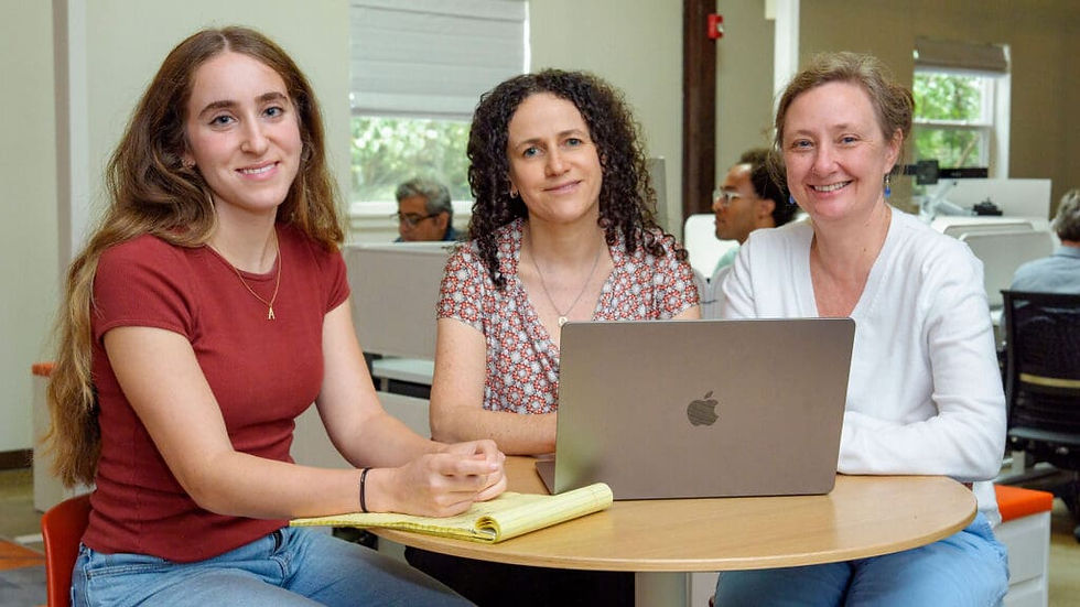 Olga Troyanskaya (center) with Princeton researchers Aviya Litman (left) and Chandra Theesfeld. 