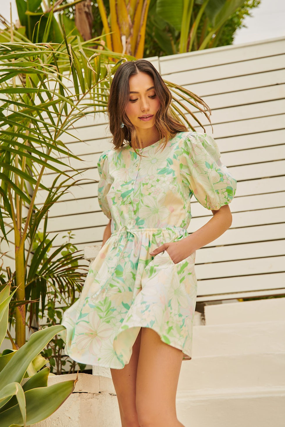 13547 Arrietty Floral Alba Puff Sleeve Mini Dress