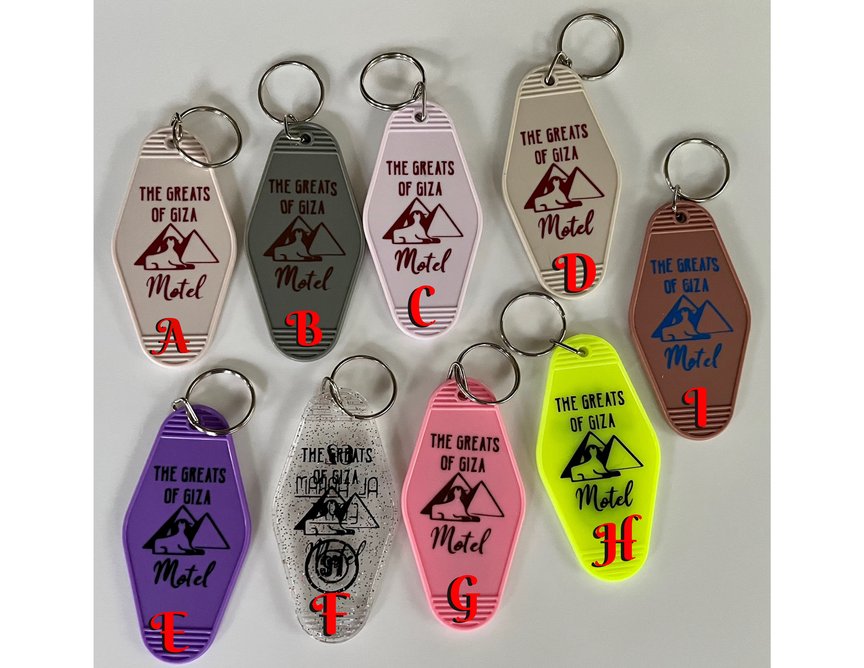The Greats of Giza Motel Keychains