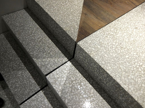 stair terrazzo floor wood mirror steel
