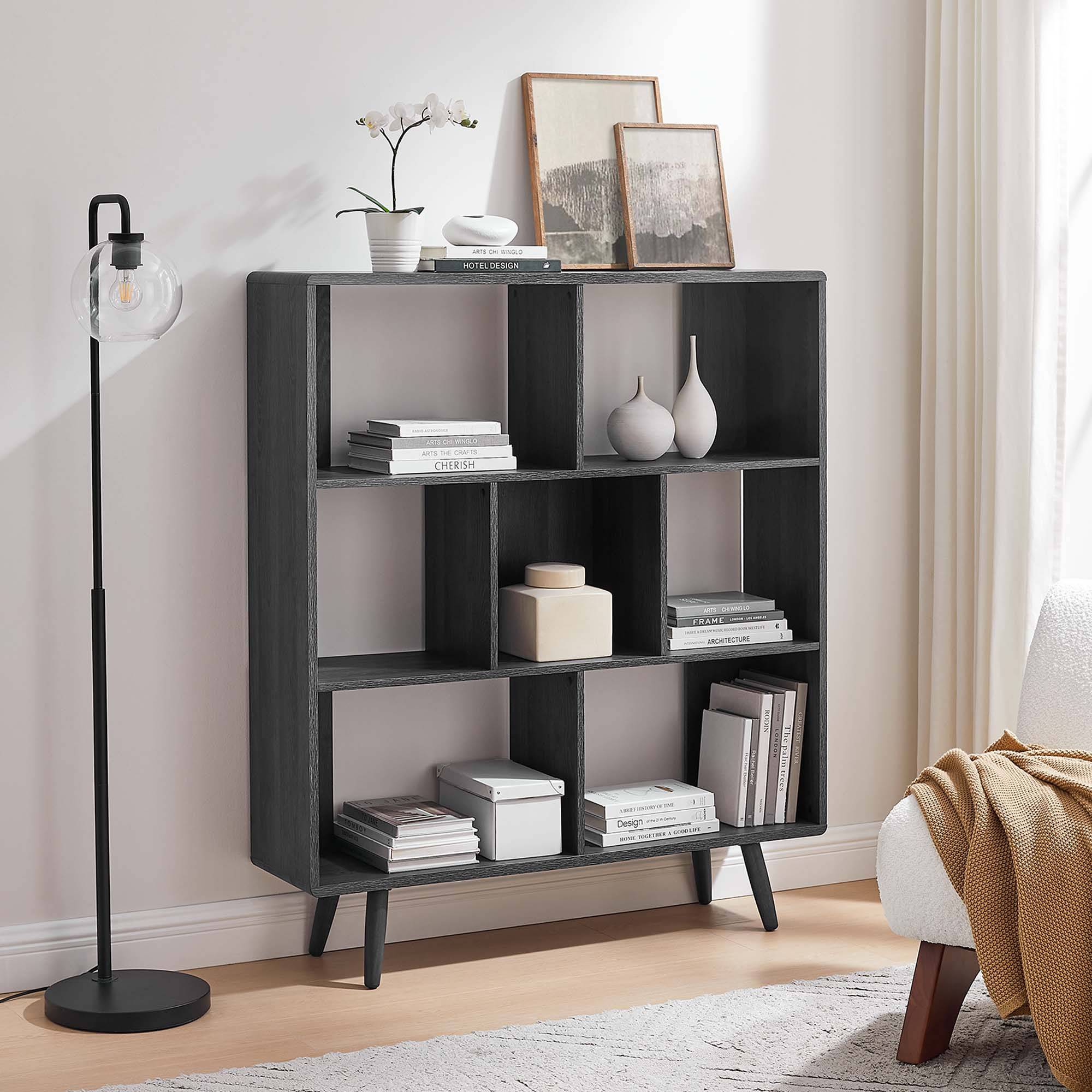 Transmit 7 Shelf Wood Grain Bookcase in