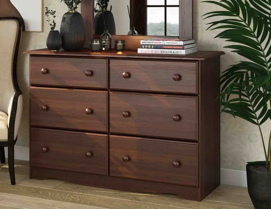 Thumbnail: 100% Solid Wood Double Dresser with Metal Knobs