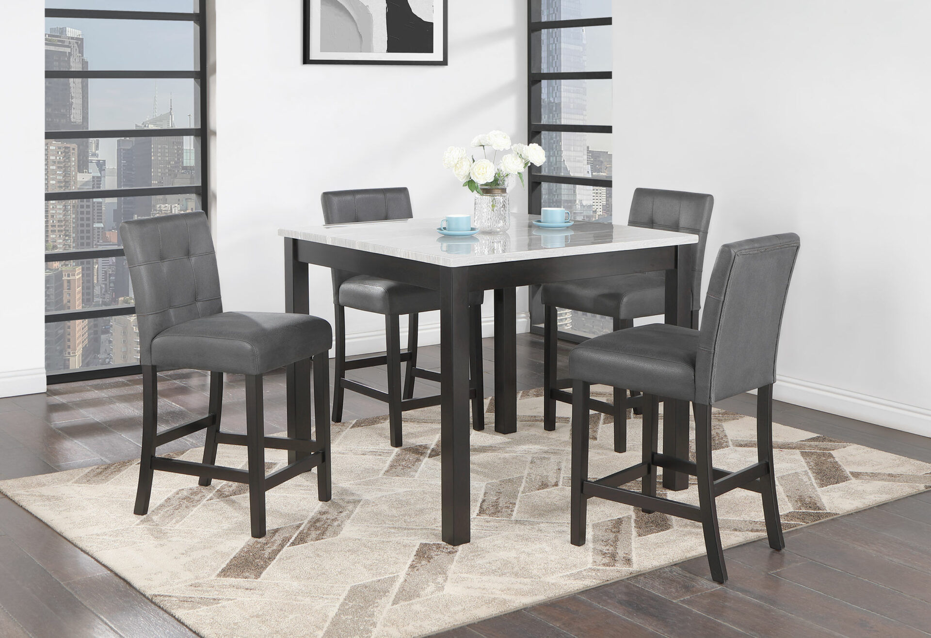D4052 BAR TABLE AND 4 BAR STOOLS