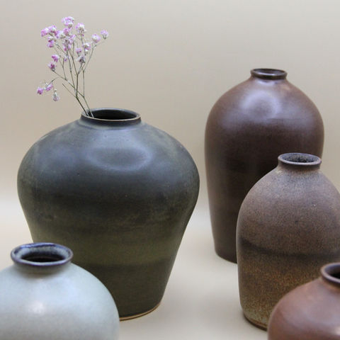 Ensemble de vases, kaki, prune, fourrure, bleu orage