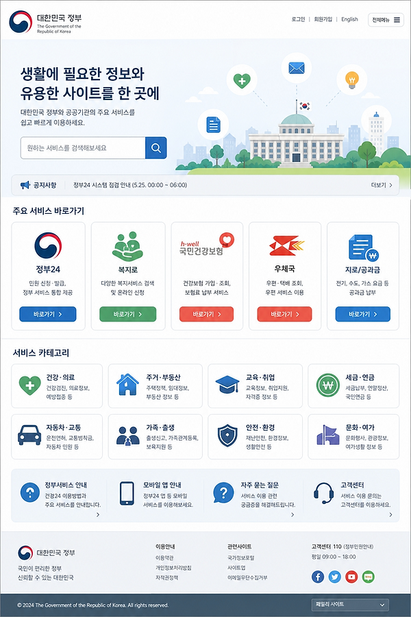 생활정보 사이트 모음 정부24 복지로 건강보험 택배조회 링크 안내