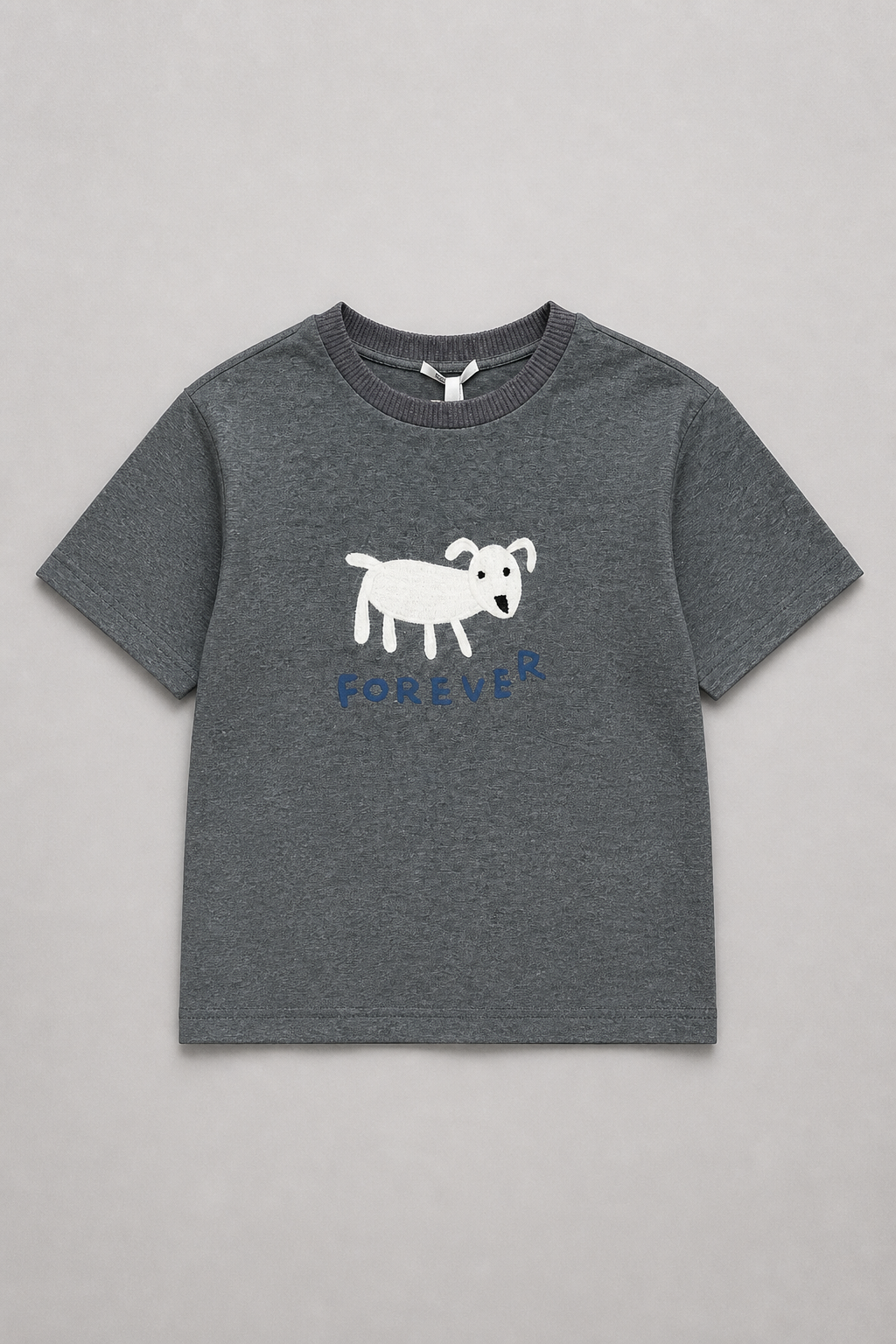 T-Shirt grau Applikation Hund