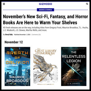 The Relentless Legion » Gizmodo's November Sci-Fi, Fantasy & Horror Books
