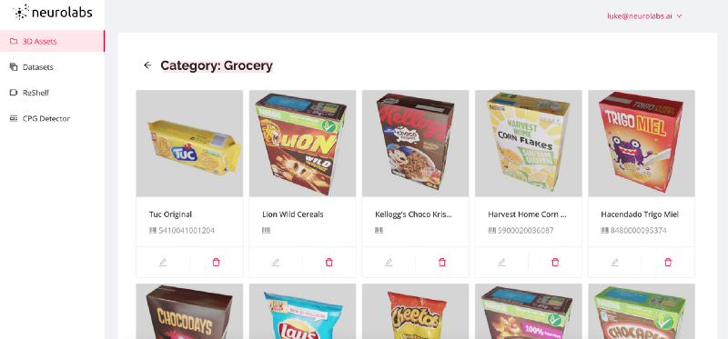 a preview of the Neurolabs' platform in action with 3D supermarket products