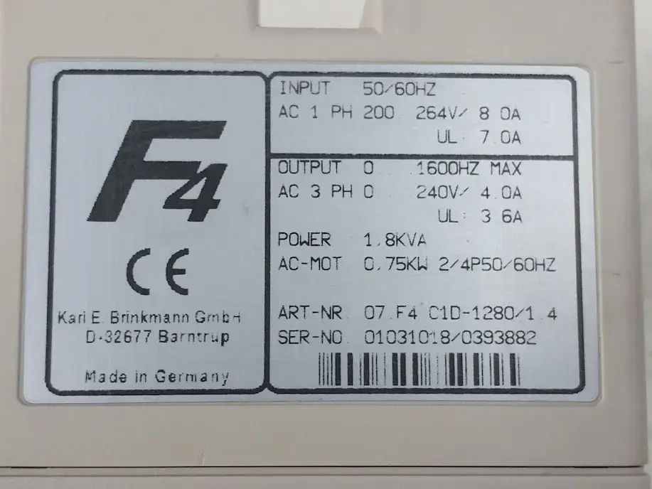 Miniatura: Inversor Keb Combivert F4 200 A 240v F4 1.8kv 3.6a