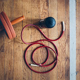 Fitness Equipment On a Wood Floor