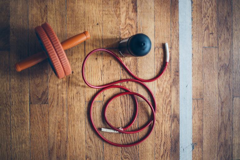 Fitness Equipment On a Wood Floor
