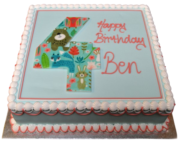 A beautifully decorated cake with a printed pattern design, perfect for special occasions and celebrations in UK.
