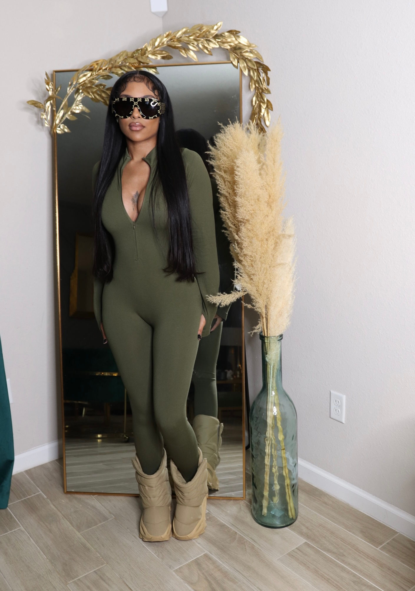 BASIX Olive Jumpsuit 