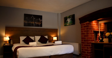 Cozy double room with fireplace, comfortable bed