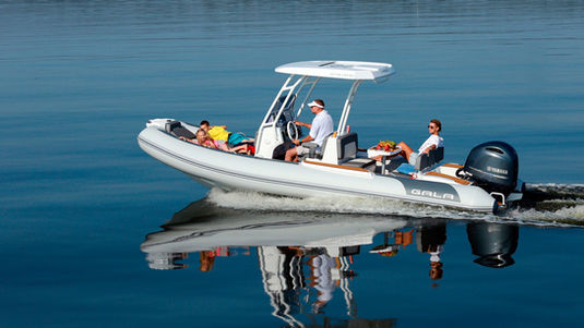 Viking cruising boat with people