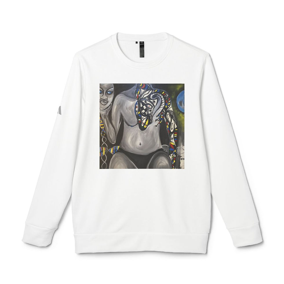 縮圖：Adidas Unisex Fleece Crewneck Sweatshirt with Unique Artistic Design