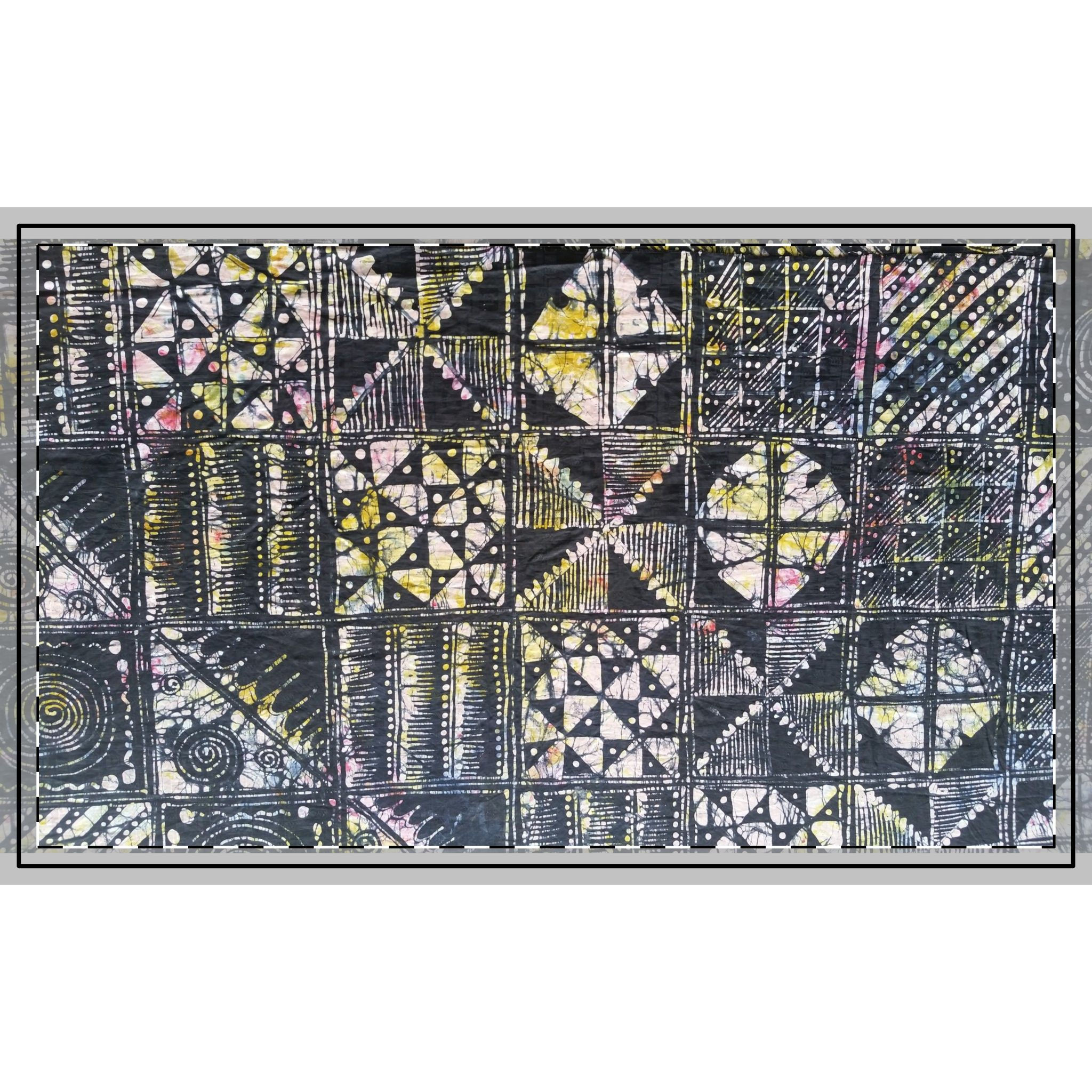 Batik Block Geometric Printed Combed Cotton Fabric by the Yard