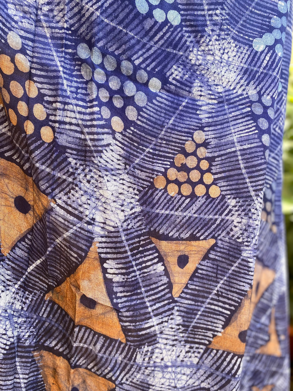 Thumbnail: Hand-drawn Adire Alabela (Batik) on chiffon fabric