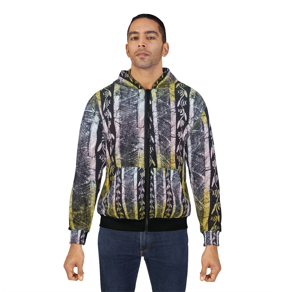 Thumbnail: Batik Print Unisex Zip Hoodie - Stylish & Cozy Layering Piece