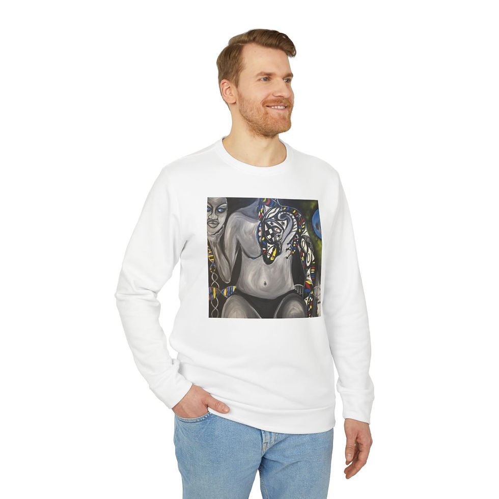 縮圖：Adidas Unisex Fleece Crewneck Sweatshirt with Unique Artistic Design