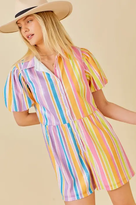 Thumbnail: Multicolor Sequin Stripe Romper