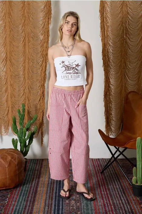 Thumbnail: Red Stripe Wide Leg Pant
