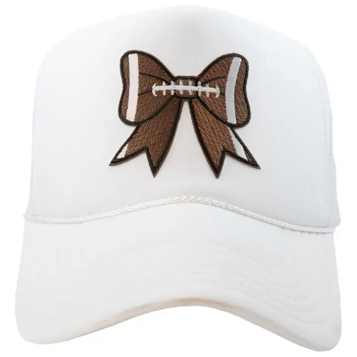 Thumbnail: Football Bow Coquette Patch Foam Trucker Hat