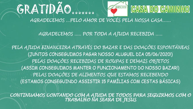 Aos Colaboradores e assistidos!