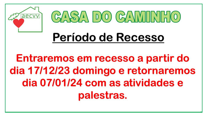 Recado de Recesso!