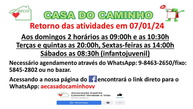 Recado de Retorno das atividades