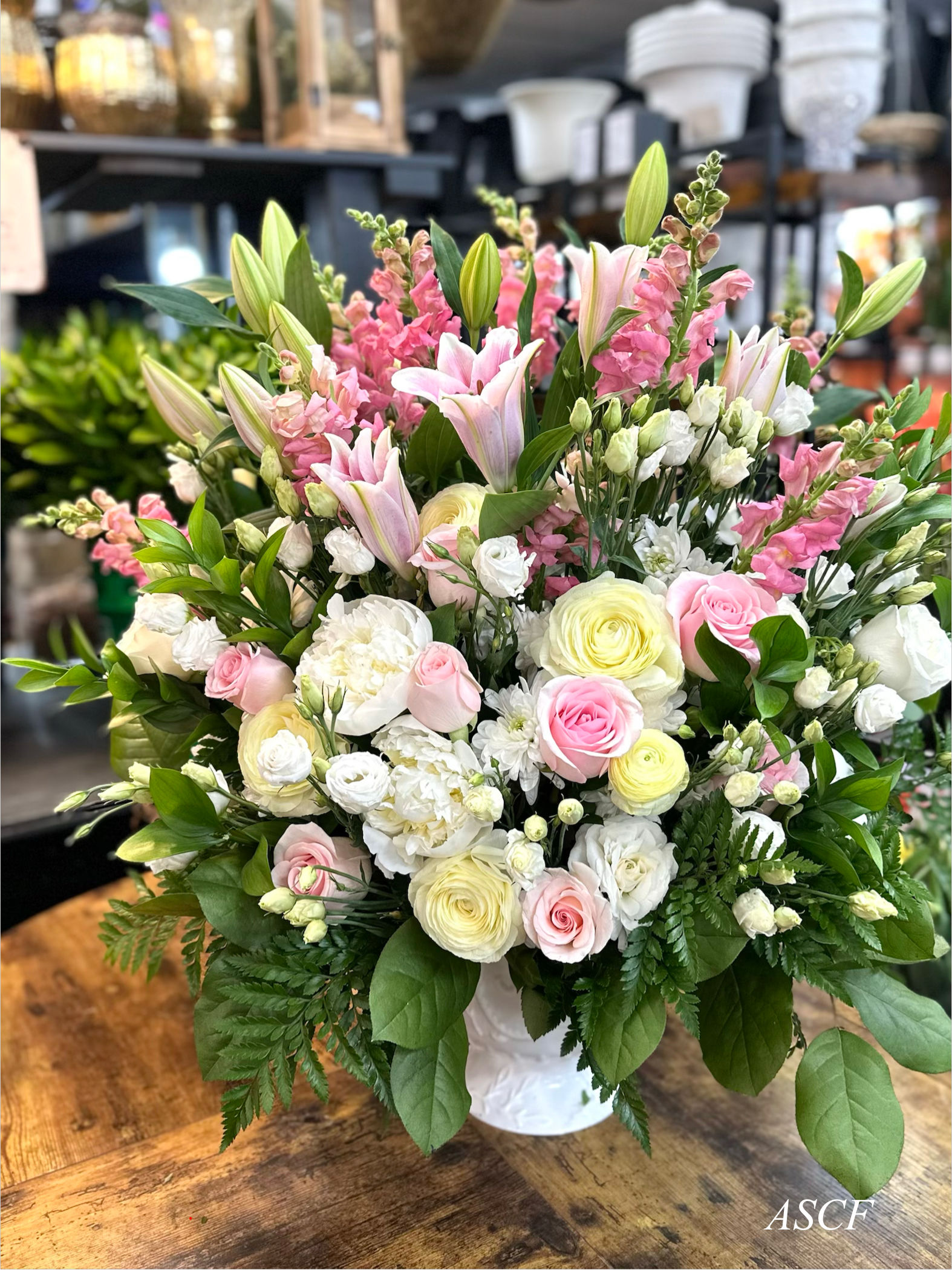 Peony Rose Planter Arrangement 