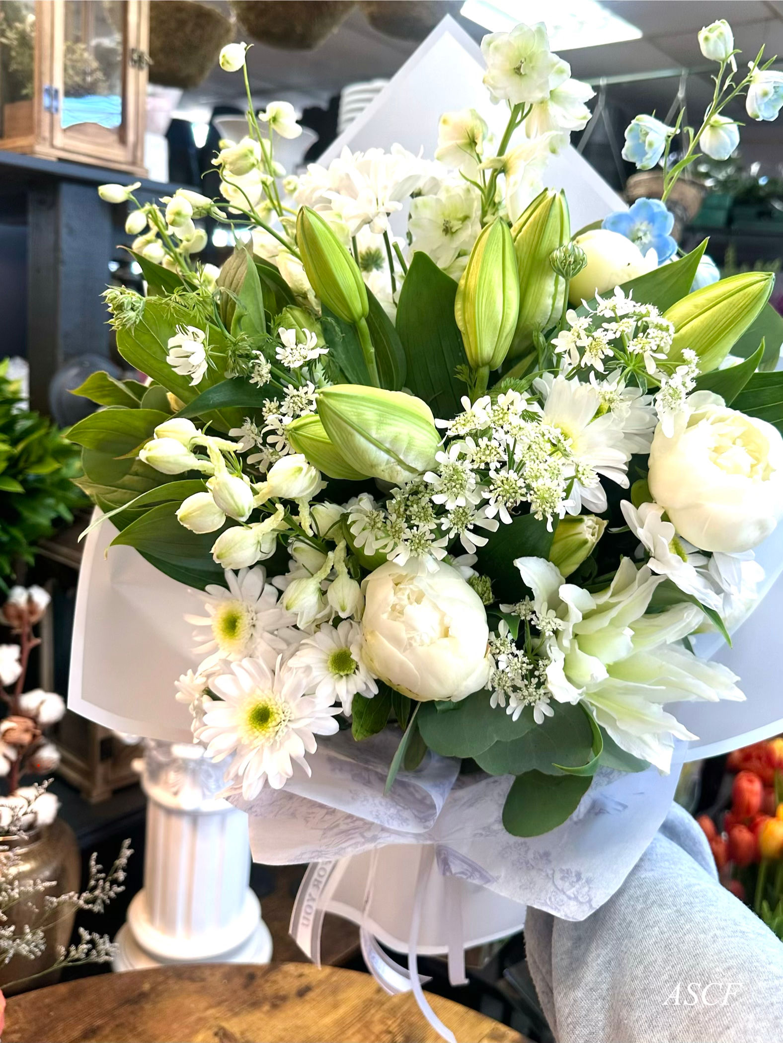 Peony Lily Pom Bouquet 