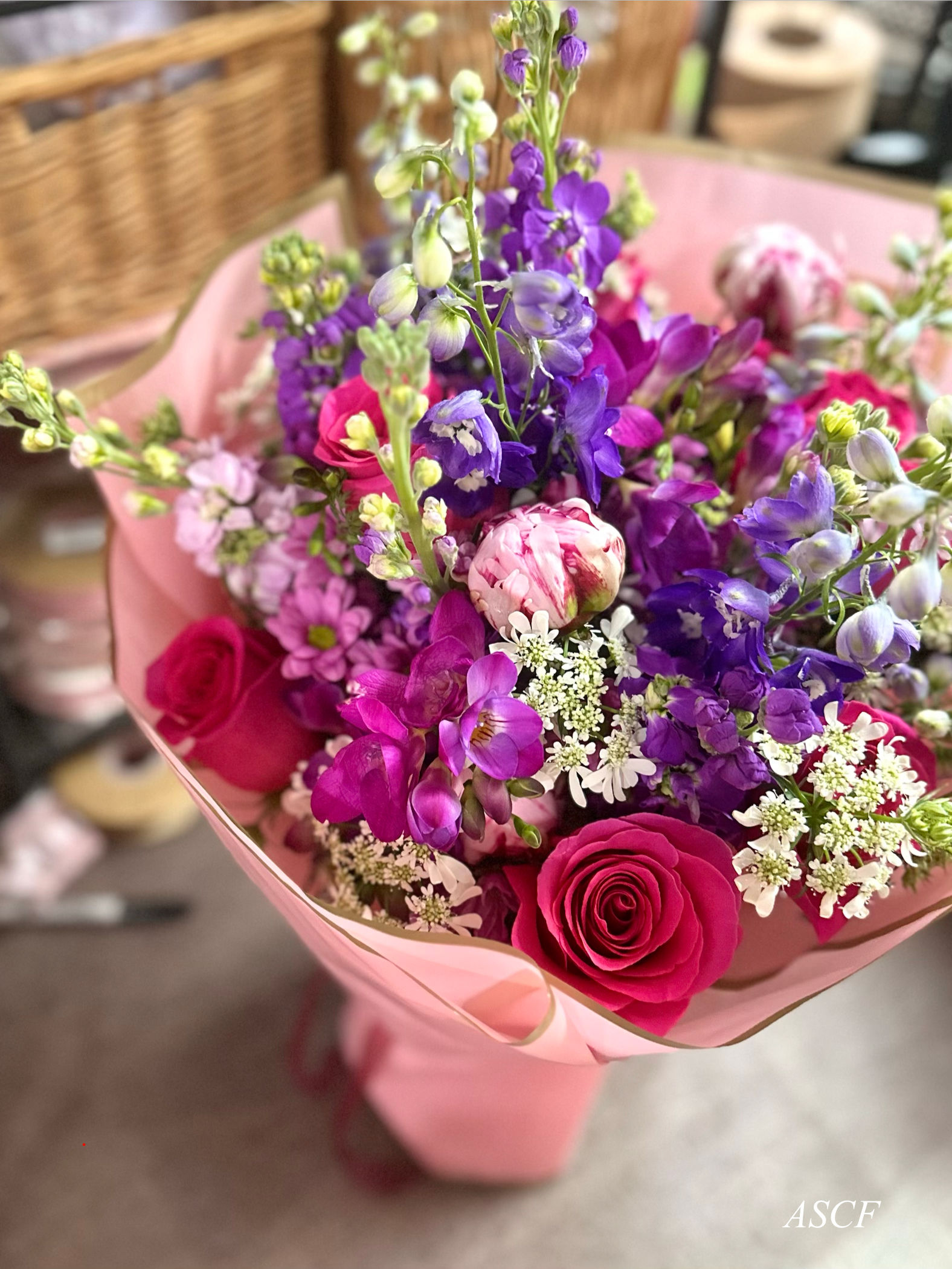 Delphinium Peony Rose Bouquet 