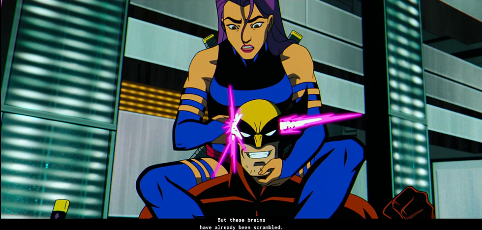 Psylocke's psychic attack o wolverine fails spectacularly. because these brains have already been scrambled.
