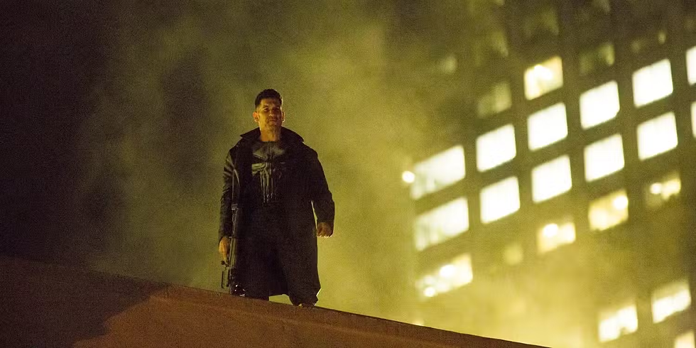 Punisher on the Rooftop watching Daredevil proudly