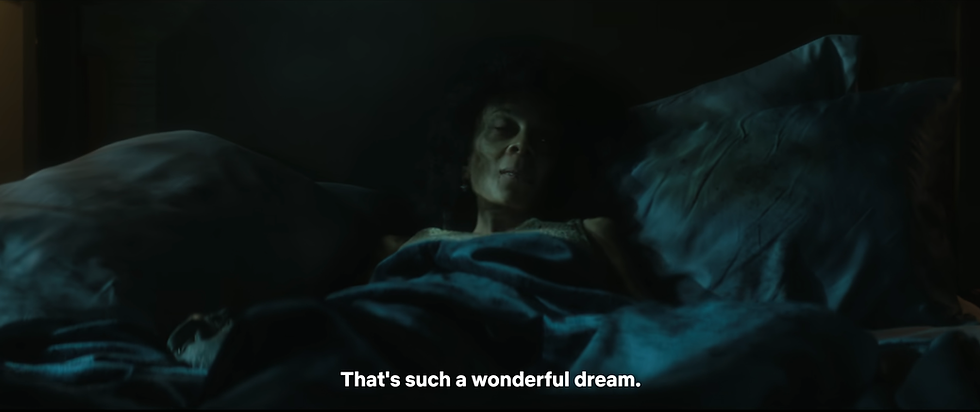 Rachel reduced to a skeleton by over use of Dream's Sand