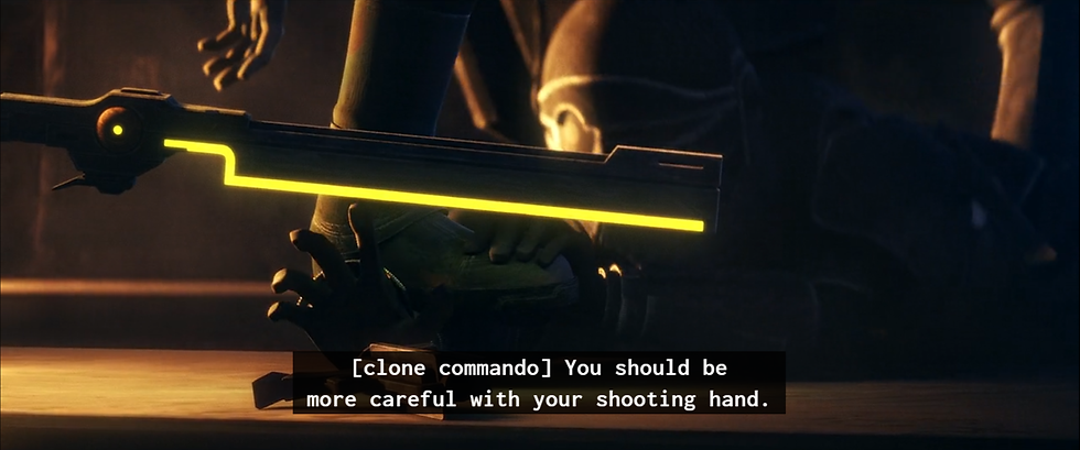 Crosshair looses his shooting hand.