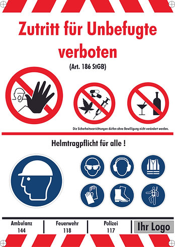 Betreten der Baustelle verboten – Sicherheitsschild nach ISO 7010