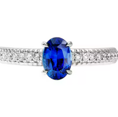 Diamond band sapphire solitaire ring