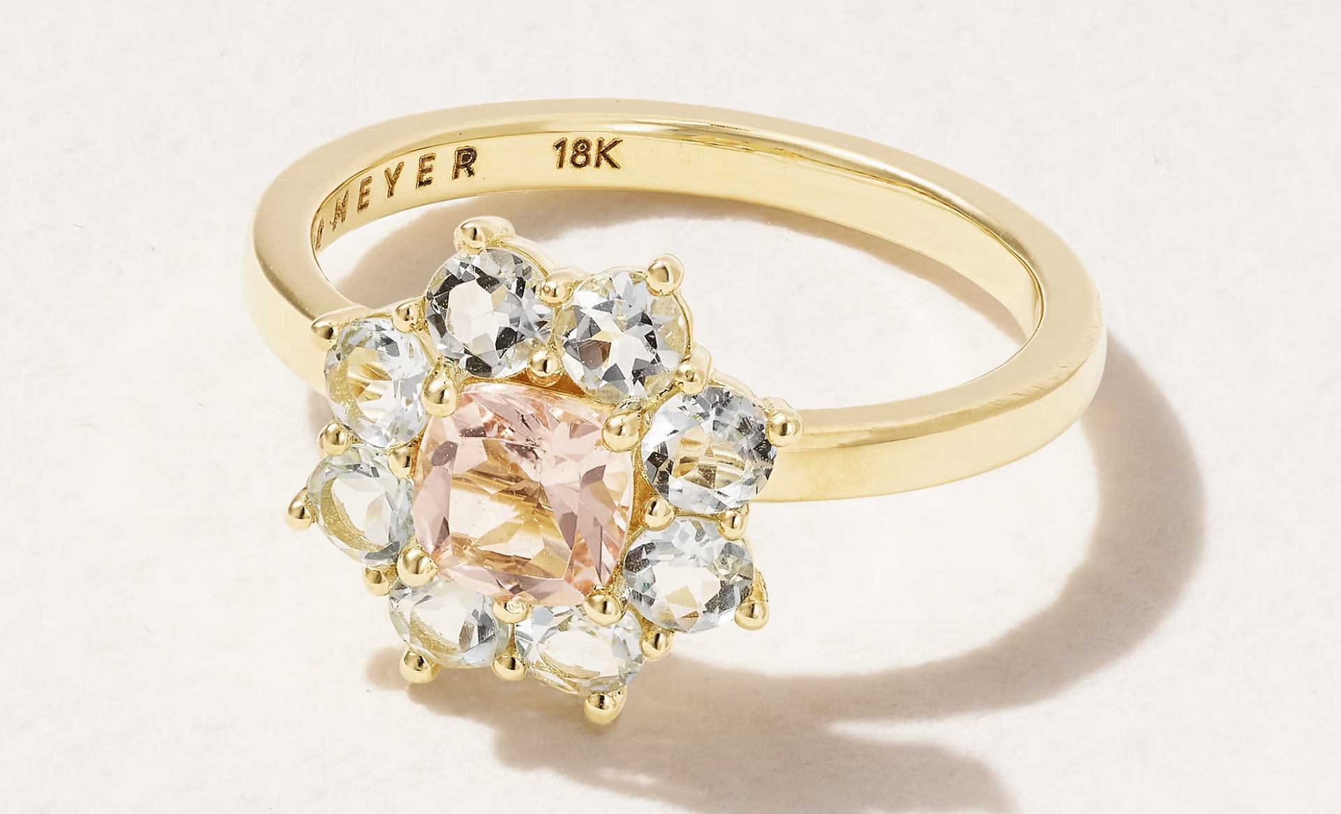 flower halo aquamarine engagement ring